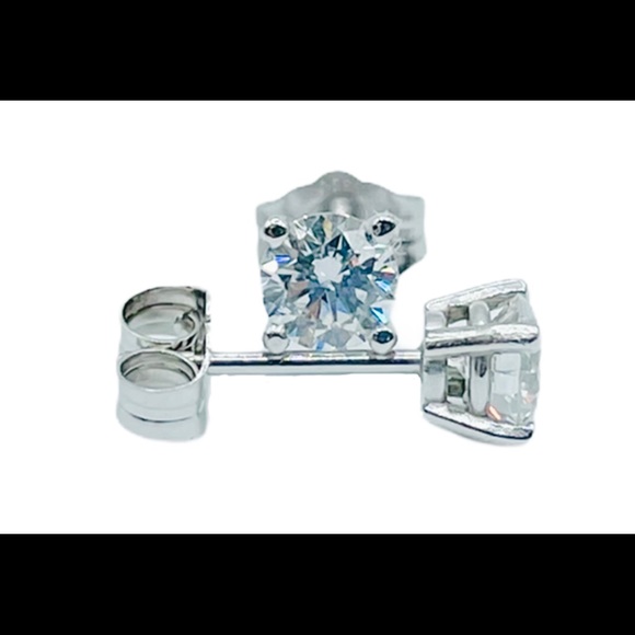 .50ct Diamond Stud Earrings 14k White Gold 4 prong
